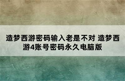 造梦西游密码输入老是不对 造梦西游4账号密码永久电脑版